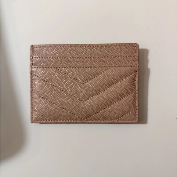 Saint Laurent Blush Card Holder with Gold Logo - Picture 2 of 2